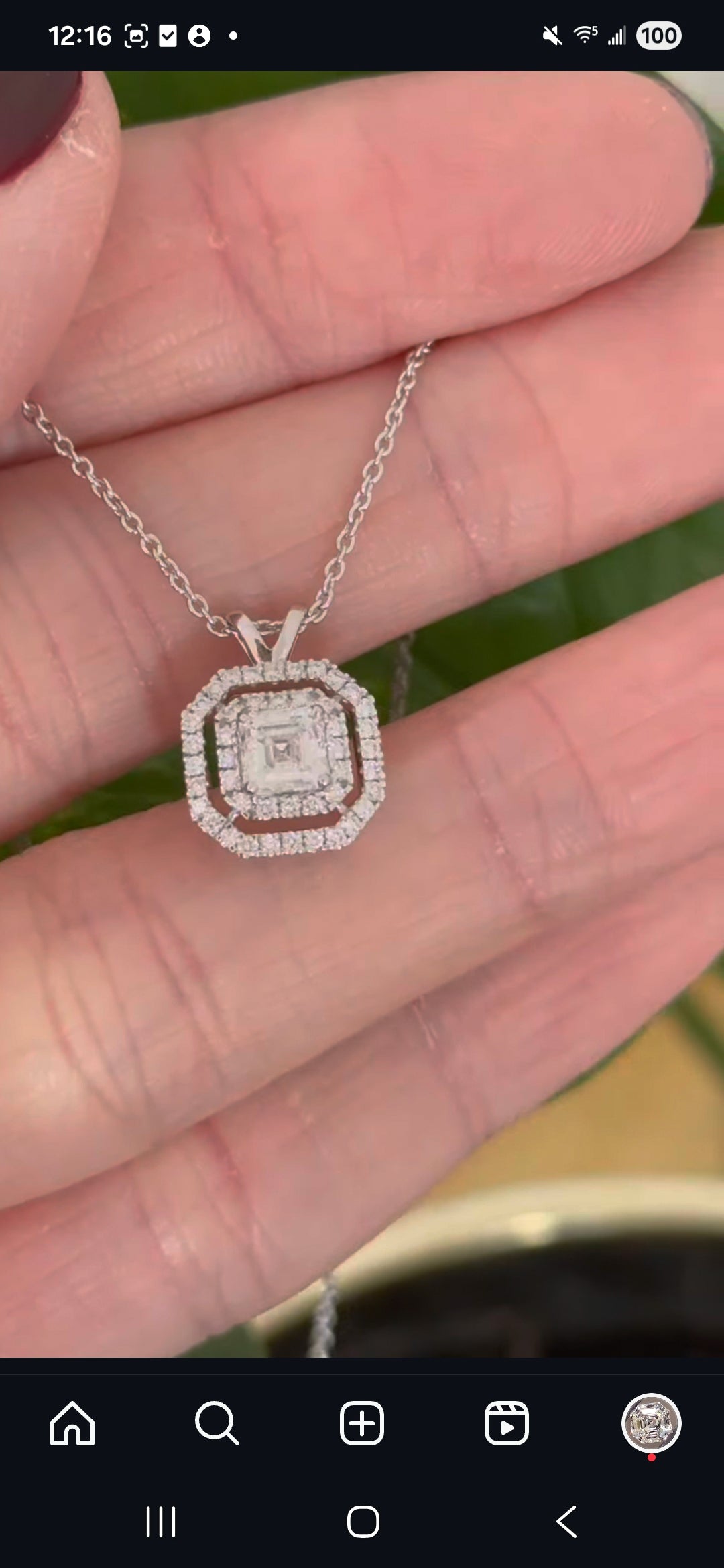 White Gold Asscher & Round Lab Diamond Necklace