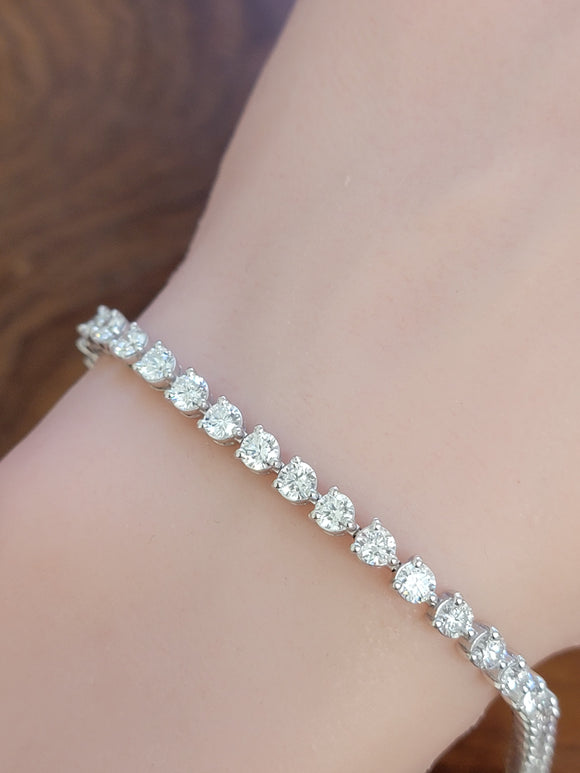 6.20 CT Lab 7 inches 3 Prongs Tennis Bracelet