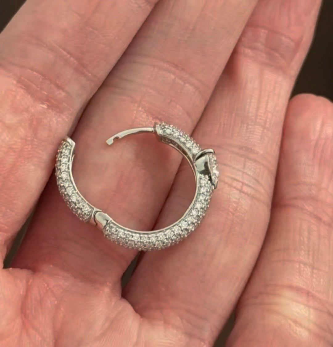 White Gold Heart Shaped Diamond Hoops