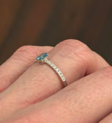 White Gold Blue Oval & White Lab Diamond Ring