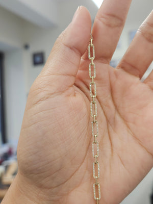 14k 0.50 ctw Diamonds 7 inches Yellow Paper Clip Bracelet