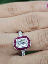 Chris cut Lab Diamond & Natural Ruby Ring
