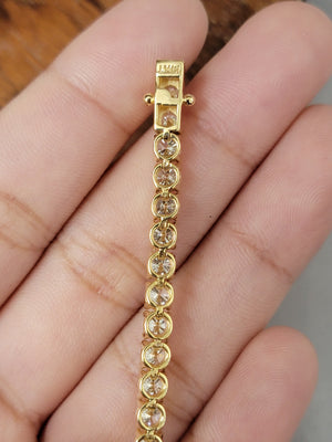 7.66CT Lab 6.5 inches Yellow Gold Tennis Bracelet