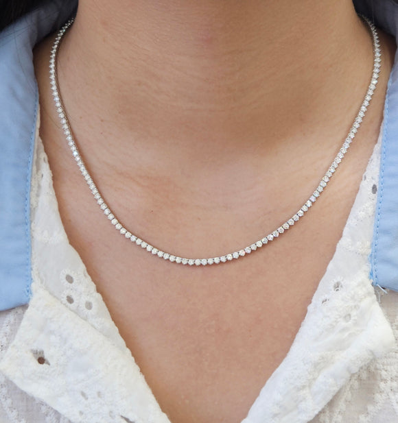 7.73 CT Lab 18 Inches 3 Prongs Tennis Necklace