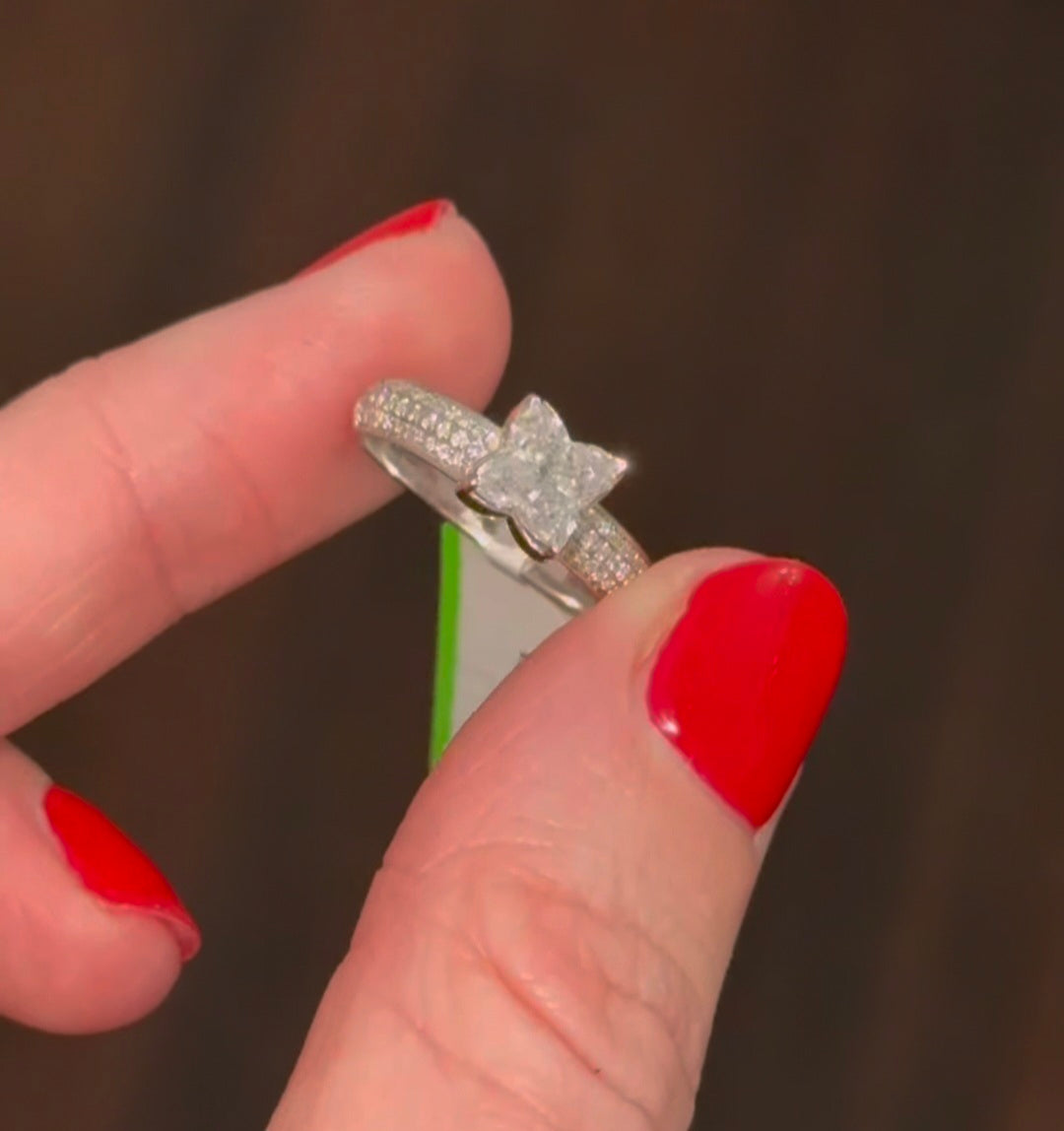 White Gold Pear & Round Lab Diamond Ring