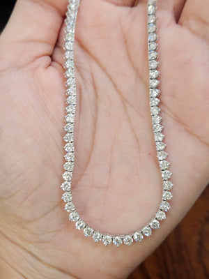 14.5 cttw Lab 17 Inches 3 Prongs Tennis Necklace