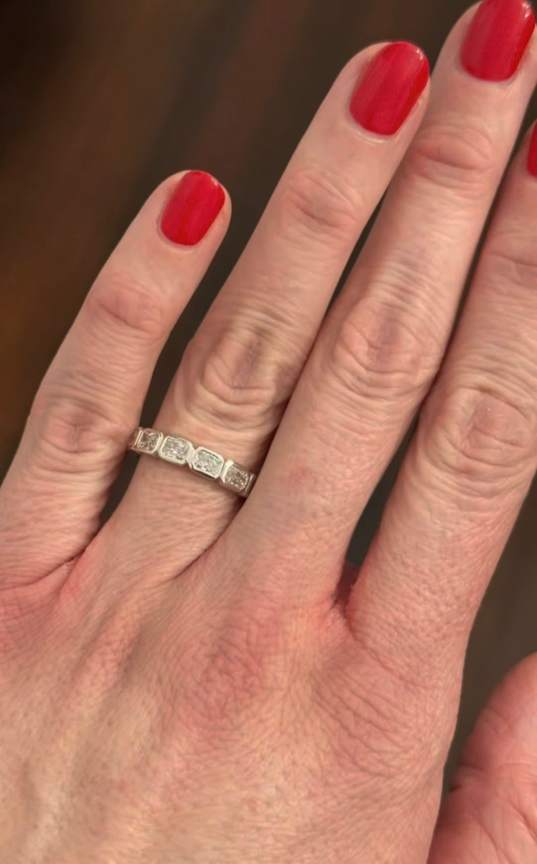 White Gold bezel & E/W set radiant lab diamond ring