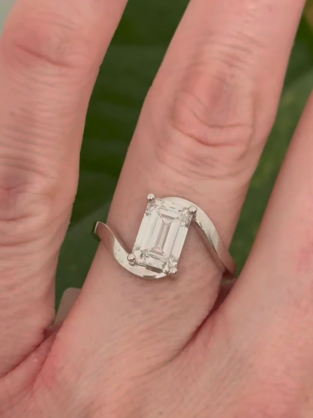 White Gold 1.92ct emerald cut lab diamond ring