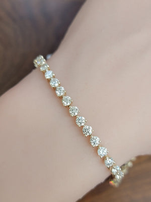 6.51 CT  7.5 inches 3 Prongs Lab Yellow Tennis Bracelet