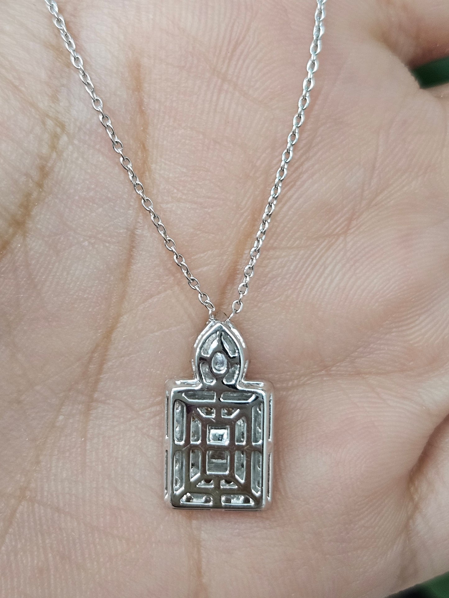 Radiant cut 18K White Gold Natural Diamond Necklace