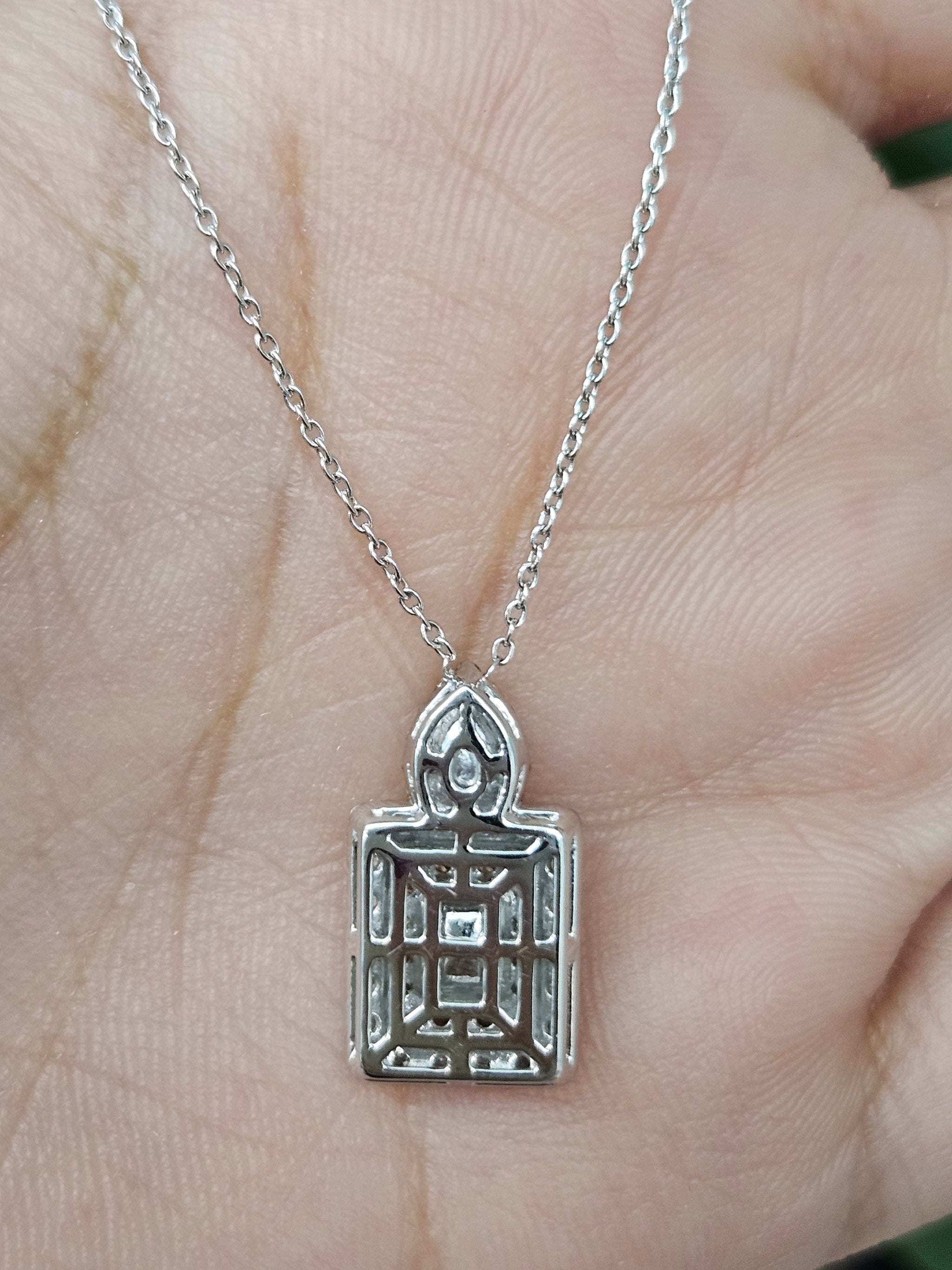 Radiant cut 18K White Gold Natural Diamond Necklace