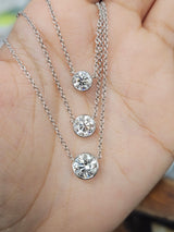 *Custom Made* Bezel set Round Lab Diamond Necklace