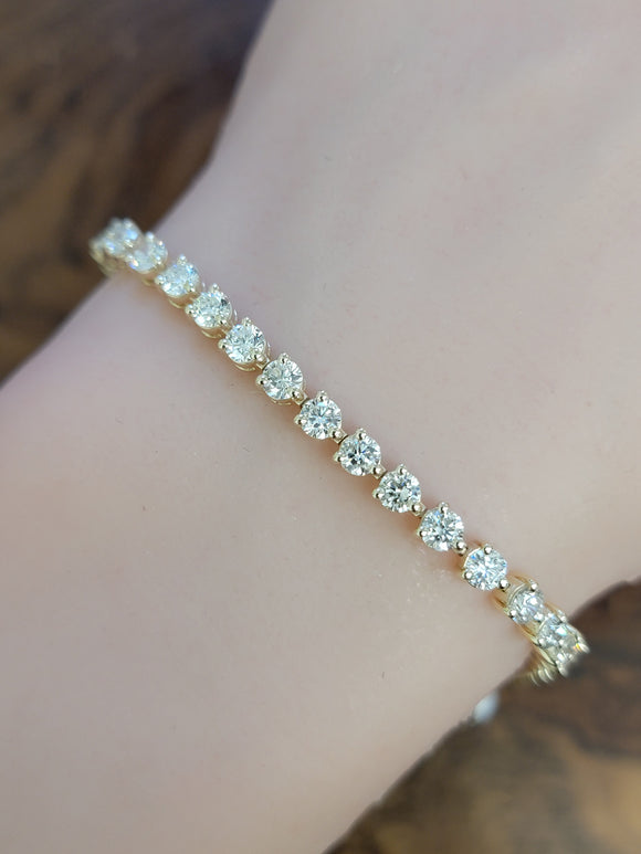 5.79 CT Lab Yellow 3 Prongs 7.25 inches Tennis Bracelet