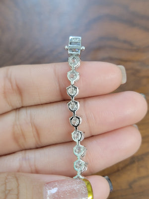 18k 11.10 CT Lab 3 Prongs  7.5 inches Tennis Bracelet