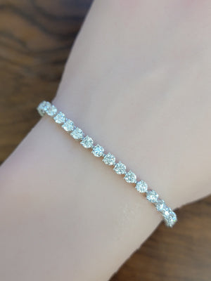 6.74 CT Lab 7.5 inches 3 Prongs Tennis Bracelet