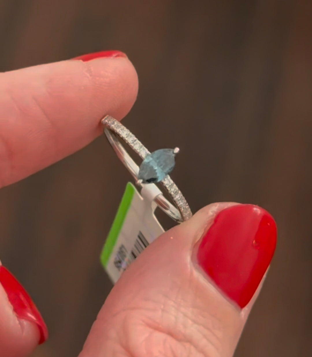 White Gold 0.51ct Blue Maruise & White Lab Diamond Ring