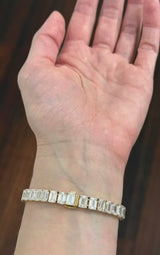 38.81ct Emerald Yellow Gold Lab Diamond 7.5" Tennis Bracelet