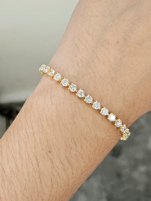 18k 6.56 CT Lab 7 inches Yellow Tennis Bracelet