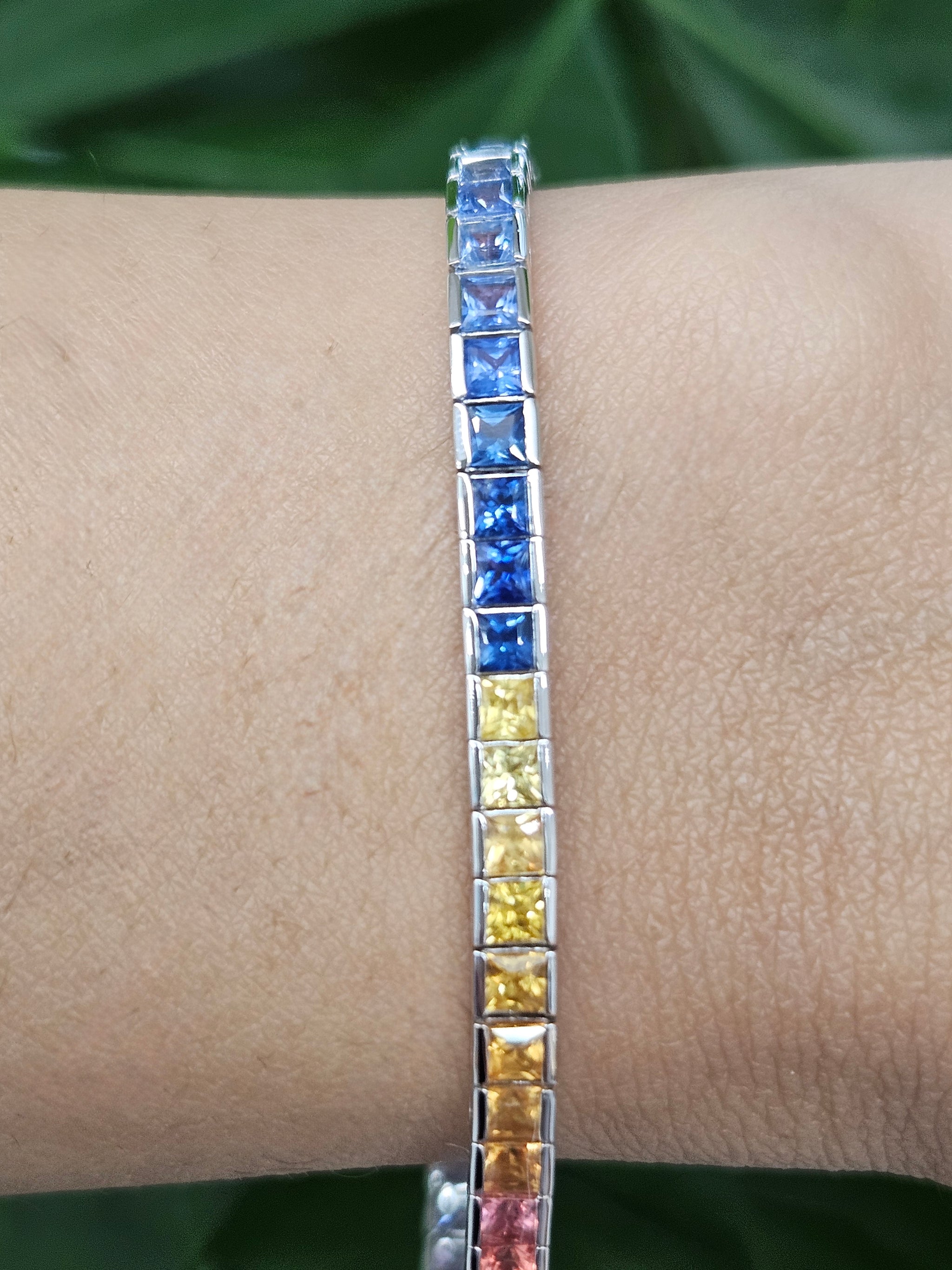 Natural Ombre Sapphire 7" Tennis Bracelet