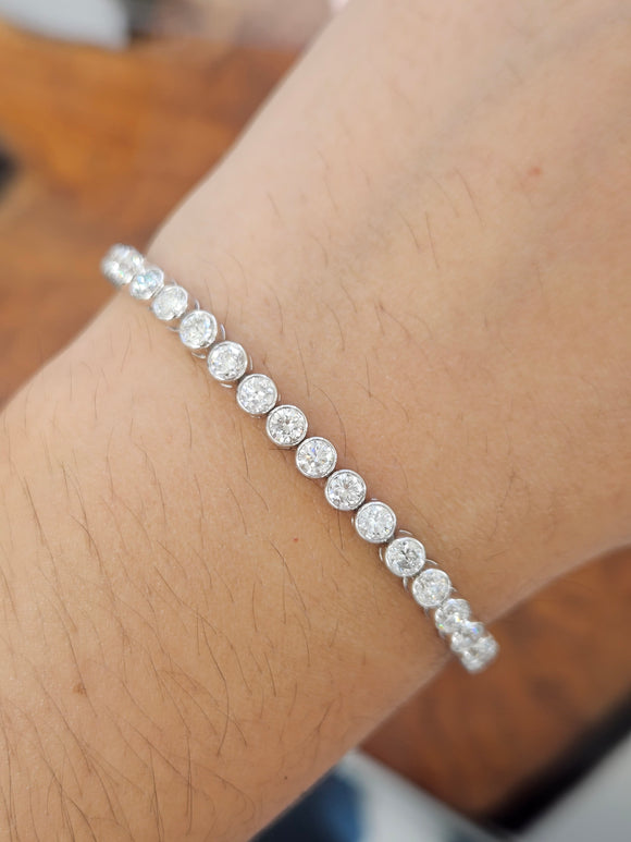 5.43 ct lab 7.15 inches Bezel Tennis Bracelet