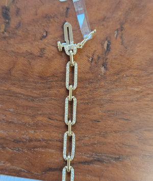 14k 0.50 ctw Diamonds 7 inches Yellow Paper Clip Bracelet