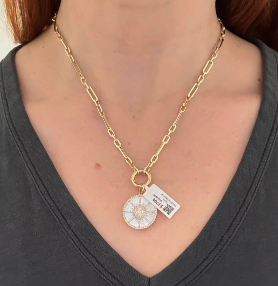 Yellow Gold Diamond & Mother of pearl Pendant