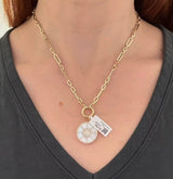 Yellow Gold Diamond & Mother of pearl Pendant