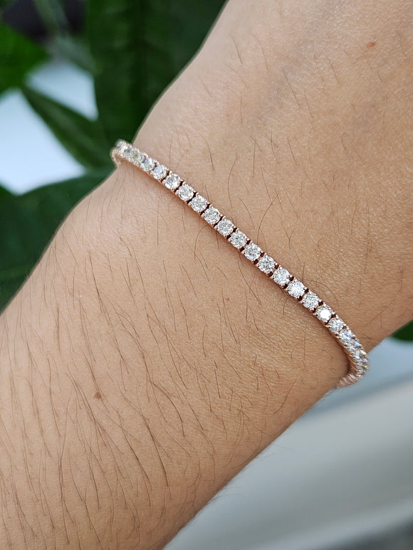 3.01 CT Lab 7 Inches Rose Tennis Bracelet