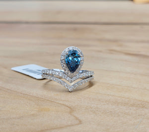 *Premade* 1.75 cttw Pear Fancy Blue Lab Grown Diamond Halo Engagement Ring