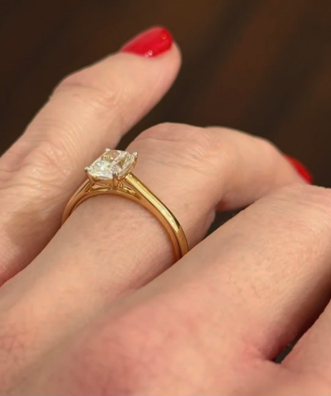 Yellow Gold 1.21ct Elongated Cushion Lab Diamond Ring