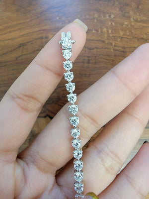 6.20 CT Lab 7 inches 3 Prongs Tennis Bracelet