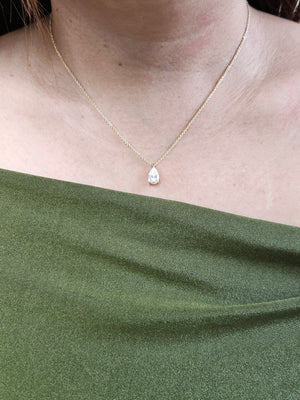 1 ct Lab Pear Shaped Yellow Pendant