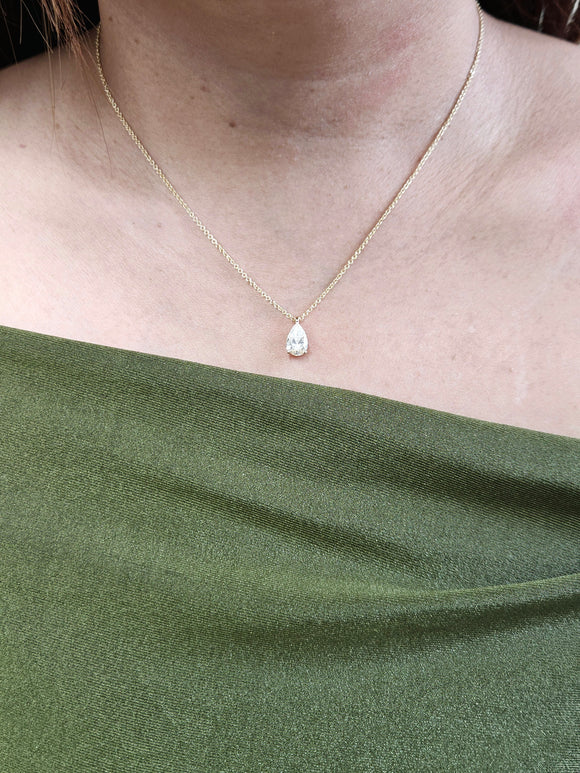 1 ct Lab Pear Shaped Yellow Pendant