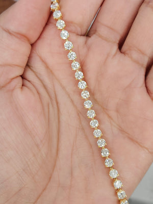 18k 6.56 CT Lab 7 inches Yellow Tennis Bracelet