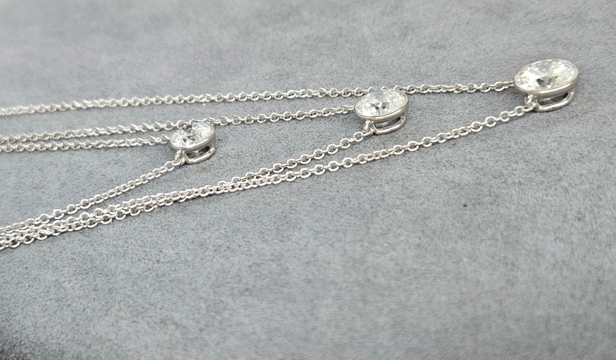 *Custom Made* Bezel set Round Lab Diamond Necklace