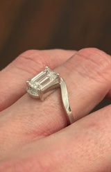 White Gold 1.92ct emerald cut lab diamond ring