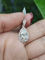 14K Gold Pear Shaped Lab Diamond Pendant