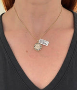 Yellow Gold Diamond,Sapphire & Mother of Pearl Pendant