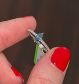 White Gold 0.51ct Blue Maruise & White Lab Diamond Ring