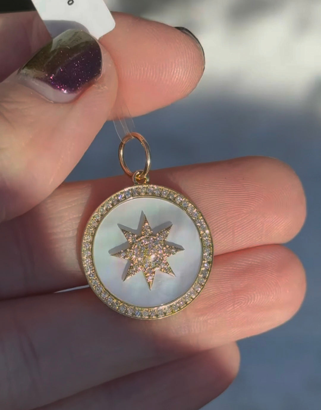 Yellow Gold Diamond & Mother of Pearl Pendant