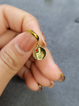 18K Yellow  + Enamel  F U pendant