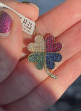 Diamond, Ruby & Sapphire clover pendant