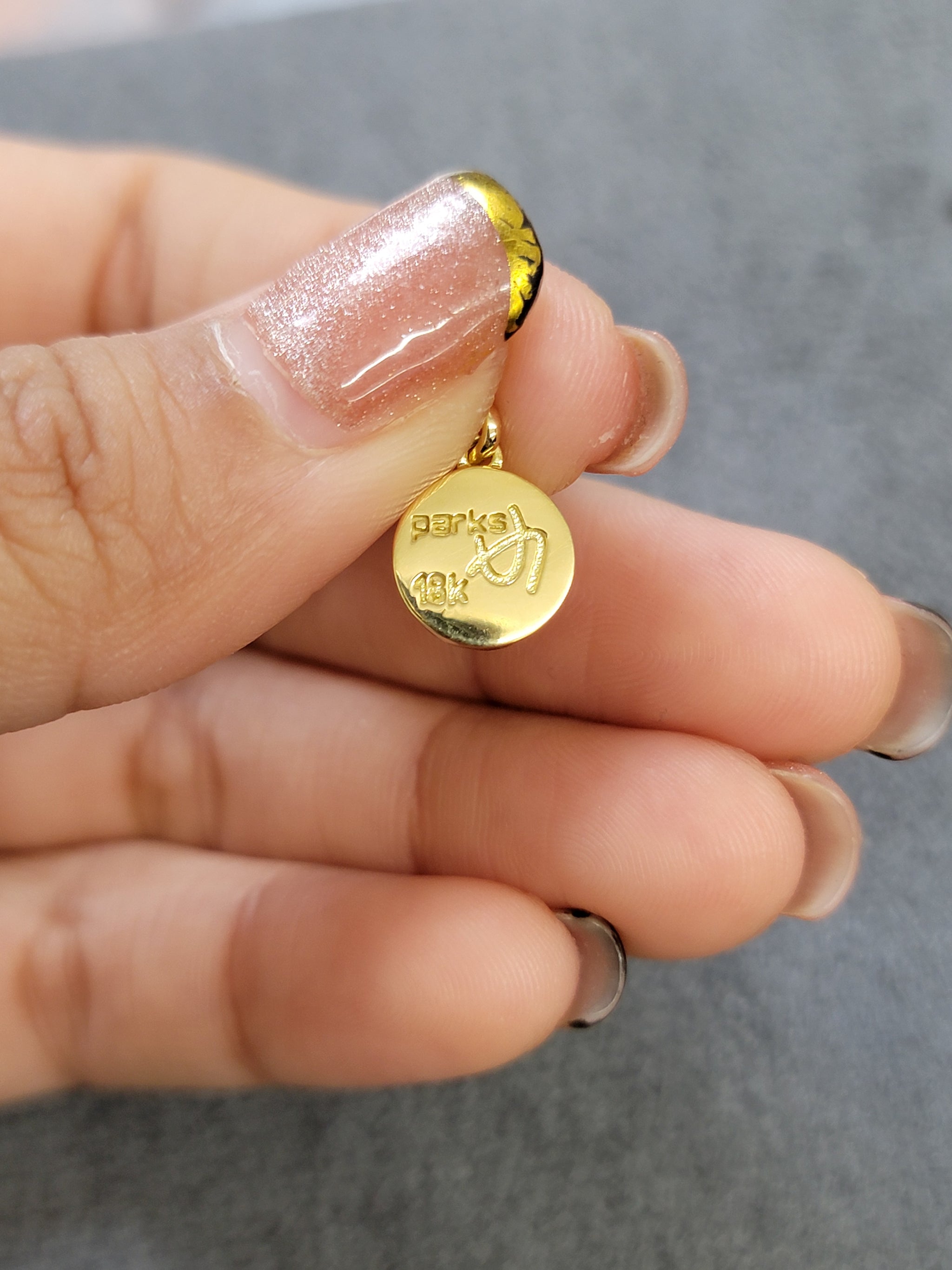 18K Yellow  + Enamel  F U pendant