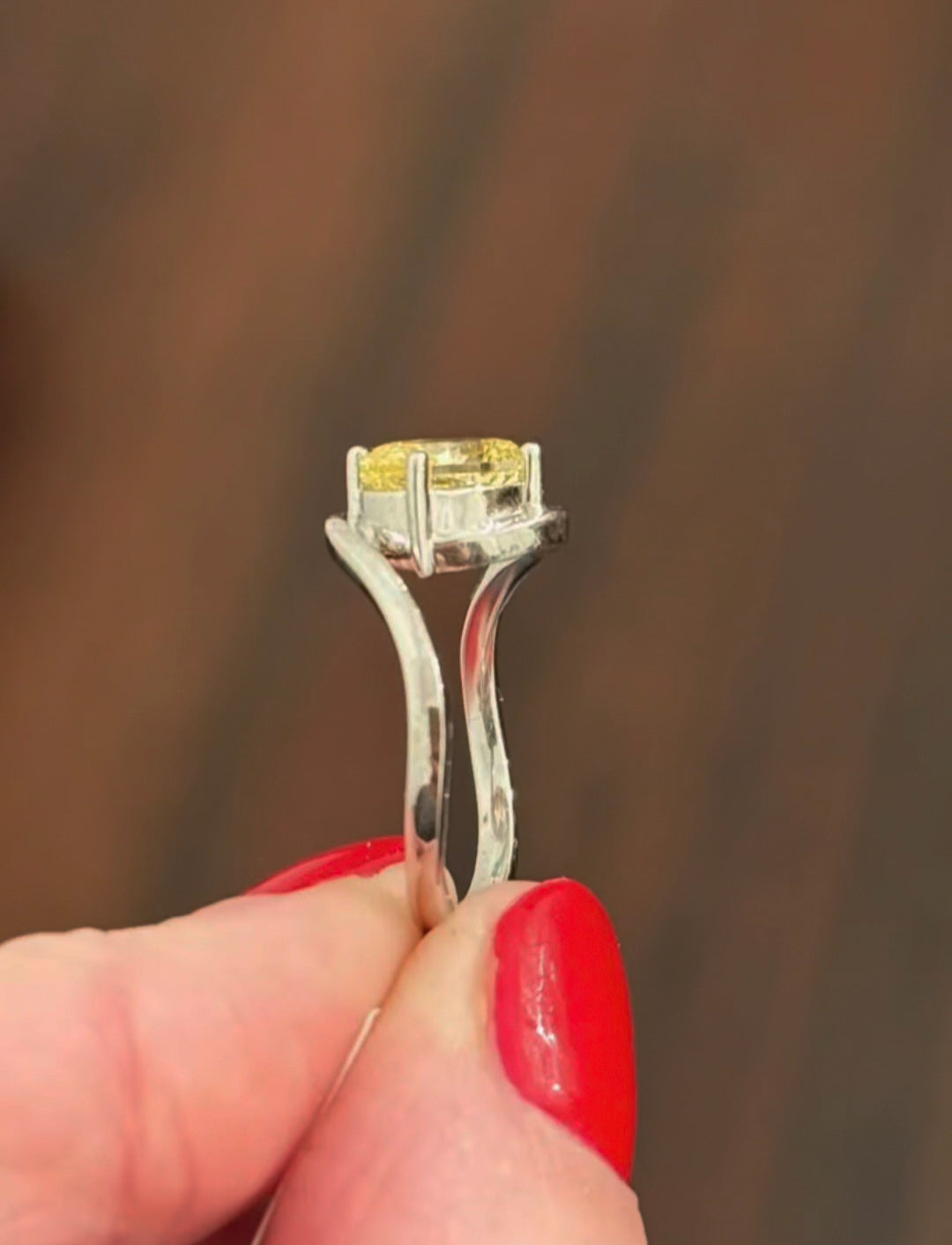 White Gold 1.78ct oval Yellow Lab Diamond Ring