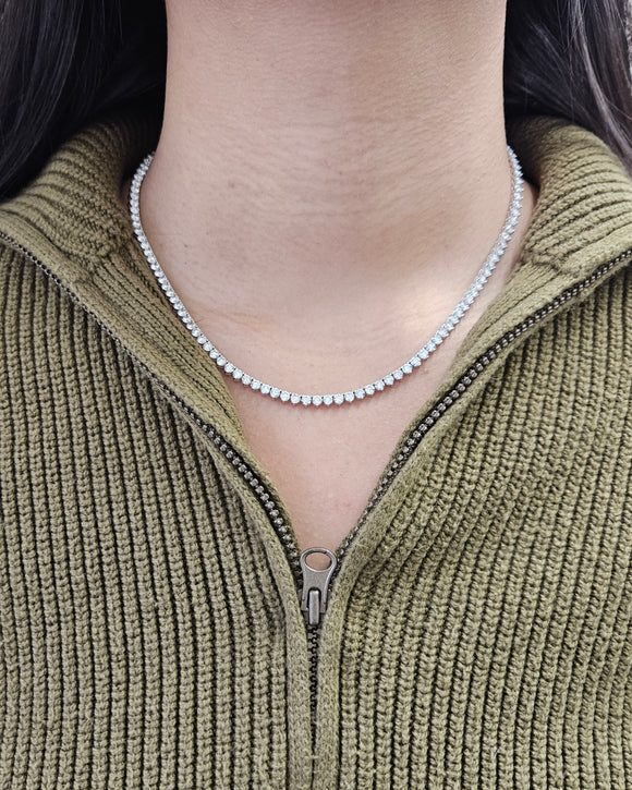 14.5 cttw Lab 17 Inches 3 Prongs Tennis Necklace