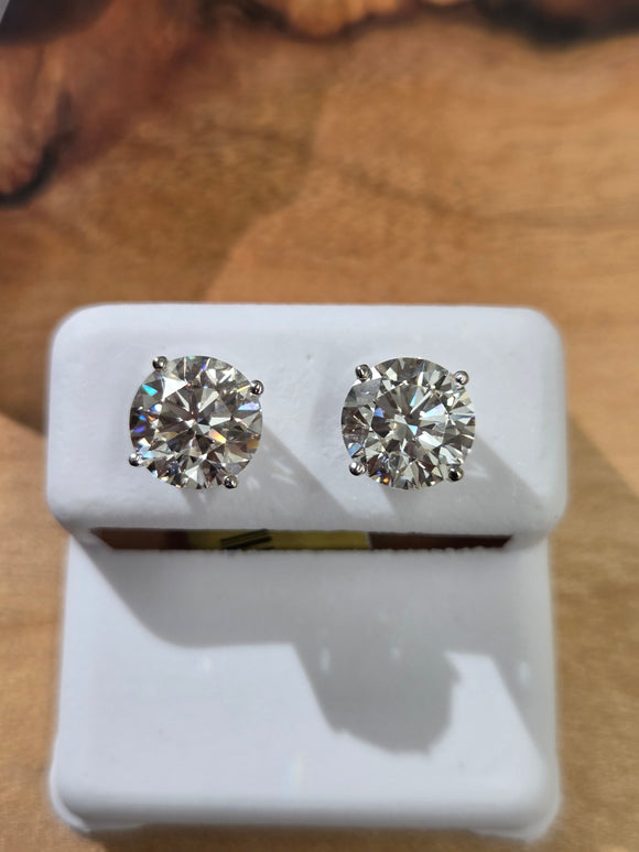 4.54 cttw Lab diamond studs 14k white pushback