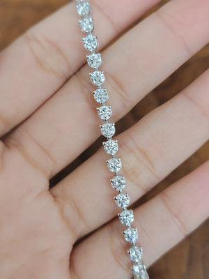 6.42 CT Lab 3 prongs  7.25 inches   Tennis Bracelet