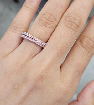 *Premade* 0.77 cttw Half Fancy Pink and Half Lab Diamonds Eternity Band
