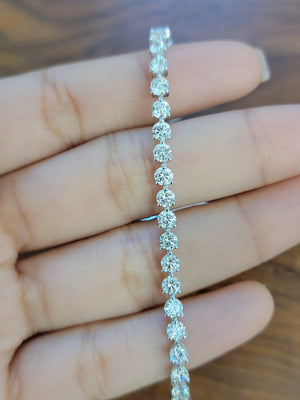 6.74 CT Lab 7.5 inches 3 Prongs Tennis Bracelet