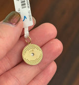 Yellow Gold Diamond & Mother of pearl evil eye pendant